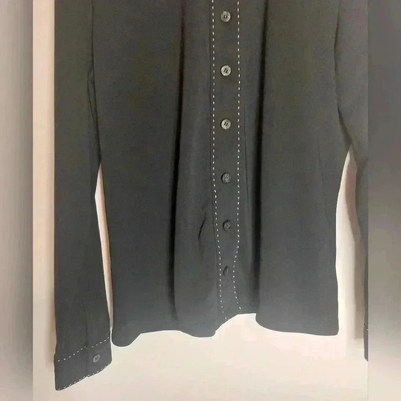 Michael Kors Black Button Down Blouse, Size M - Picture 2 of 4